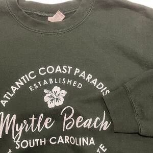 Myrtle Beach Women Green Medium Vintage Style Crew Neck‎ Sweatshirt